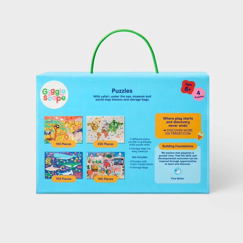 slide 5 of 5, 4 Pack Jigsaw Puzzles 100-200pcs - Gigglescape™: Kids, 100 Piece, Ages 6+, Fantasy Theme, Problem Solving, 4 ct, 100 ct; 200 ct, 100 ct