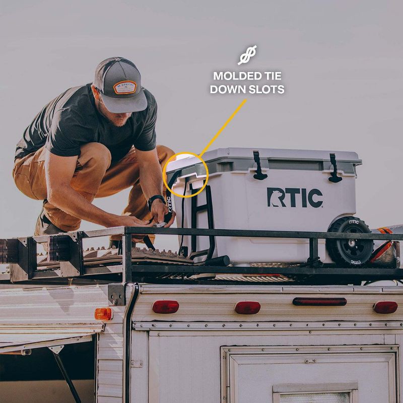 slide 4 of 10, RTIC Outdoors 52qt Ultra-Light Wheeled Hard Sided Cooler - White/Gray: Tow Handle, Drain Plug, 52 qt