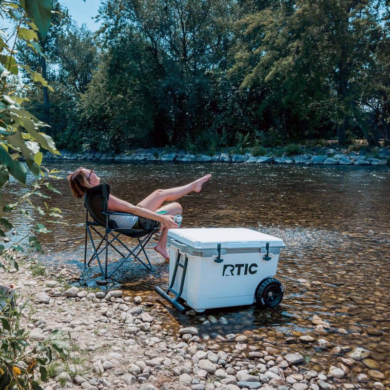 slide 10 of 10, RTIC Outdoors 52qt Ultra-Light Wheeled Hard Sided Cooler - White/Gray: Tow Handle, Drain Plug, 52 qt