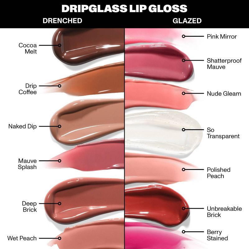 slide 5 of 10, Morphe Dripglass Drenched High Pigment Lip Gloss - Mauve Splash - 0.12 fl oz - Ulta Beauty, 0.12 fl oz