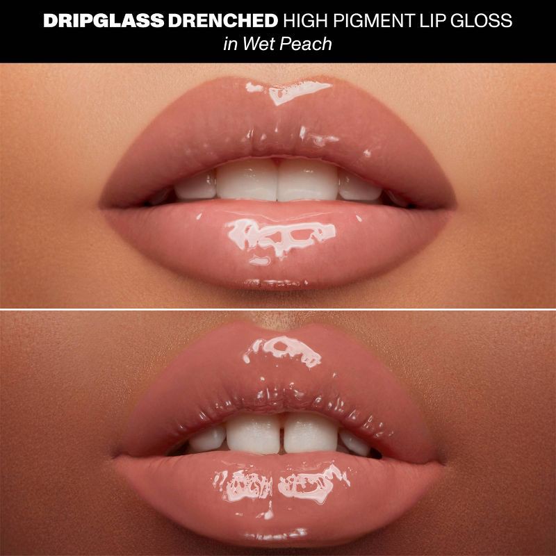 slide 3 of 10, Morphe Dripglass Drenched High Pigment Lip Gloss - Wet Peach - 0.12 fl oz - Ulta Beauty, 0.12 fl oz