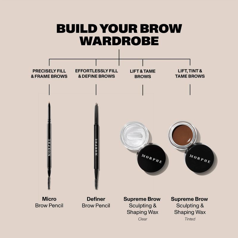 slide 5 of 9, Morphe Supreme Brow Sculpting and Shaping Wax - Biscotti - 0.21 fl oz - Ulta Beauty, 0.21 fl oz
