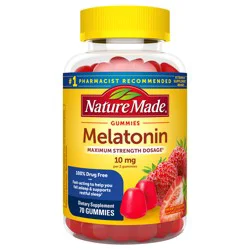 Nature Made Melatonin 10mg per serving Gummies for Adults, Maximum Strength Dosage Sleep Aid, 100% Drug Free, 70 Count Melatonin Gummies, 35 Day Supply