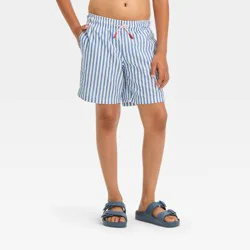 Boys' Striped Seersucker Swim Shorts - Cat & Jack™ Blue S