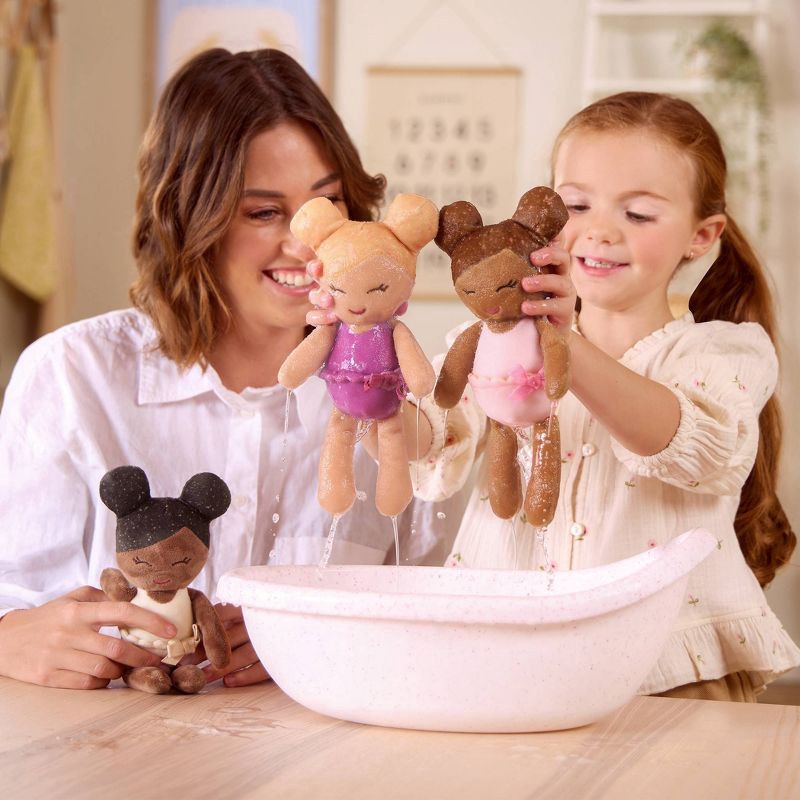 slide 6 of 10, LullaBaby Bathtime Set with 3 Plush Bath Dolls for Real Water Play: Toddler Girl Bath Toys, Baby Doll Accessories, 1 ct