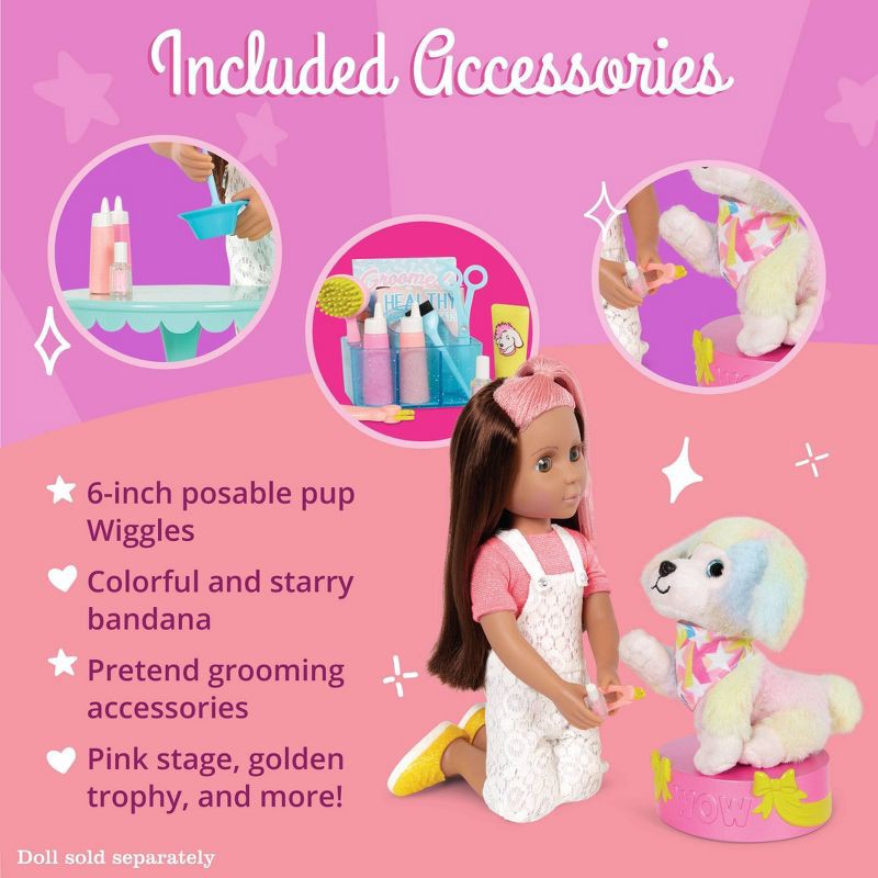 slide 4 of 8, Glitter Girls Plush Dog Wiggles & Grooming Show Set: Stuffed Animals, Plastic & Polyester Material, 1 ct