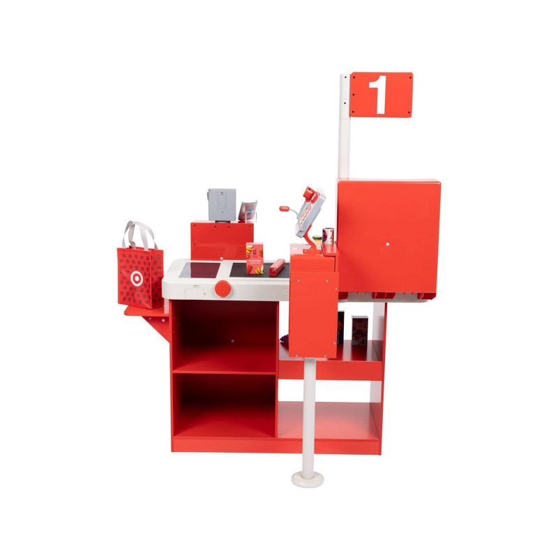 slide 7 of 8, Target Toy Checklane: Pretend Shopping Accessories, Play Money, Toy Cash Register, Batteries Required, Ages 3+, 1 ct