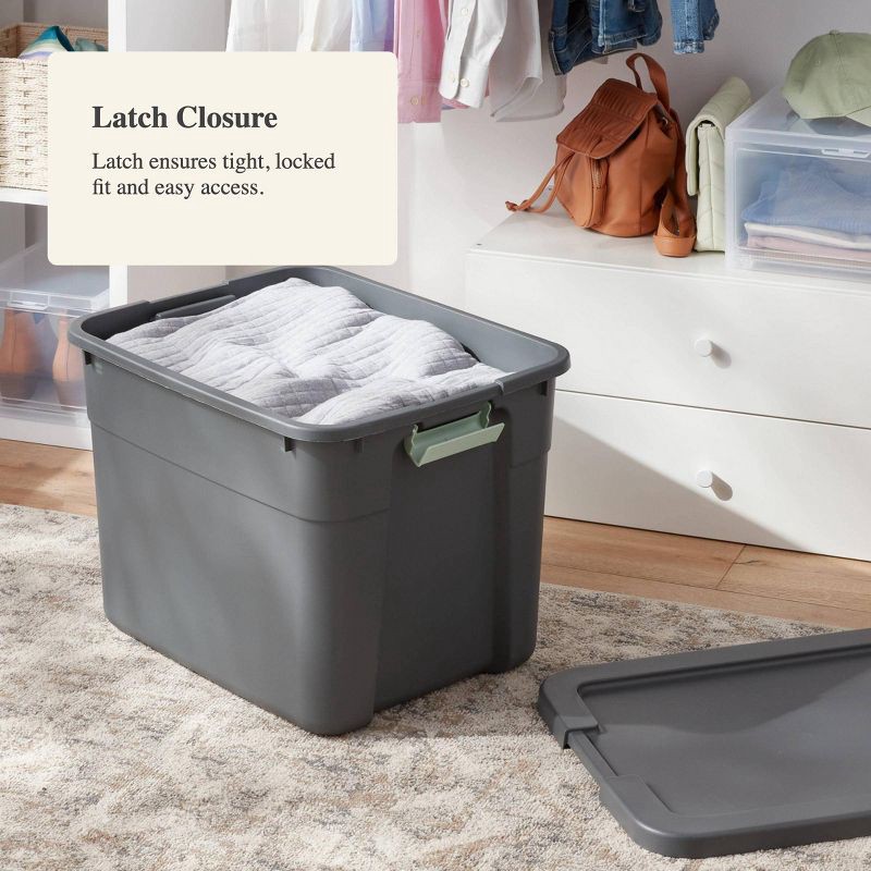 slide 4 of 5, 20gal Latching Storage Tote - Brightroom™: Portable Gray Utility Tub with Lid, 20 Gallon Capacity, Universal Storage, 20 gal, 20 gal