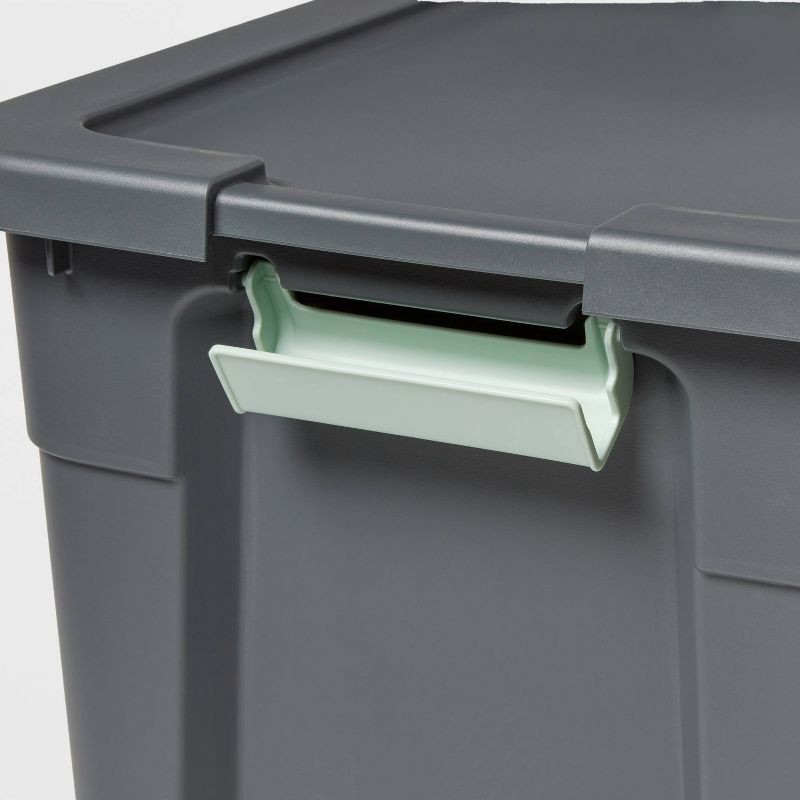 slide 3 of 5, 12gal Latching Storage Tote - Brightroom™: Stackable Gray Utility Bin with Lid, Portable Universal Organizer, 12 gal
