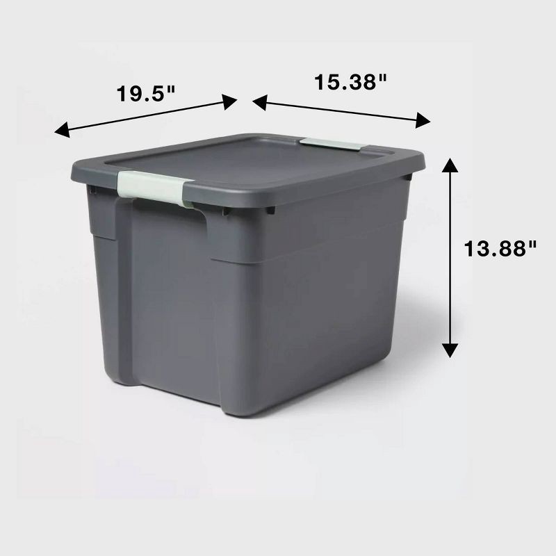 slide 5 of 5, 12gal Latching Storage Tote - Brightroom™: Stackable Gray Utility Bin with Lid, Portable Universal Organizer, 12 gal
