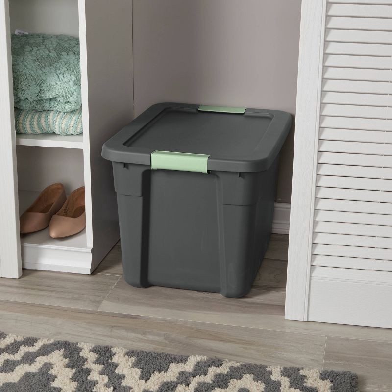 slide 8 of 10, 12gal Latching Storage Tote - Brightroom™: Stackable Gray Utility Bin with Lid, Portable Universal Organizer, 12 gal