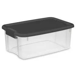 Sterilite 18qt Ultra Clear Latch Box Clear Base Flat Gray Lid and Latches: Portable Stackable Storage Tote with Handles