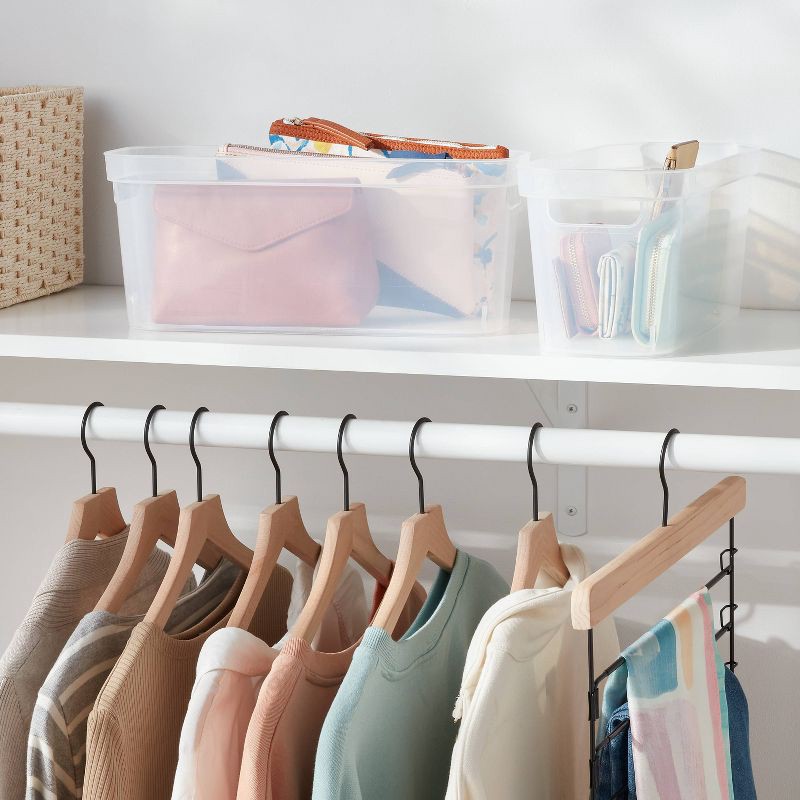 slide 2 of 5, 2pk Slim Open Storage Bins Clear - Brightroom™: Stackable Plastic Utility Tubs, 7.1 Volume, Nesting, Spot Clean, 2 ct