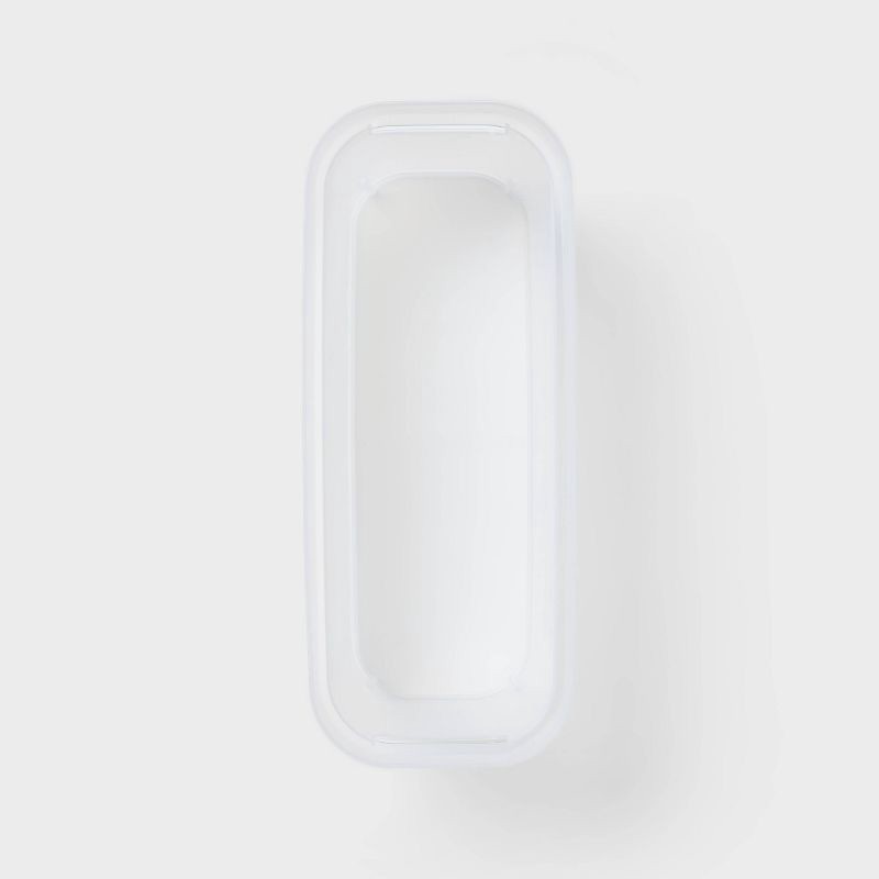 slide 3 of 5, 2pk Slim Open Storage Bins Clear - Brightroom™: Stackable Plastic Utility Tubs, 7.1 Volume, Nesting, Spot Clean, 2 ct