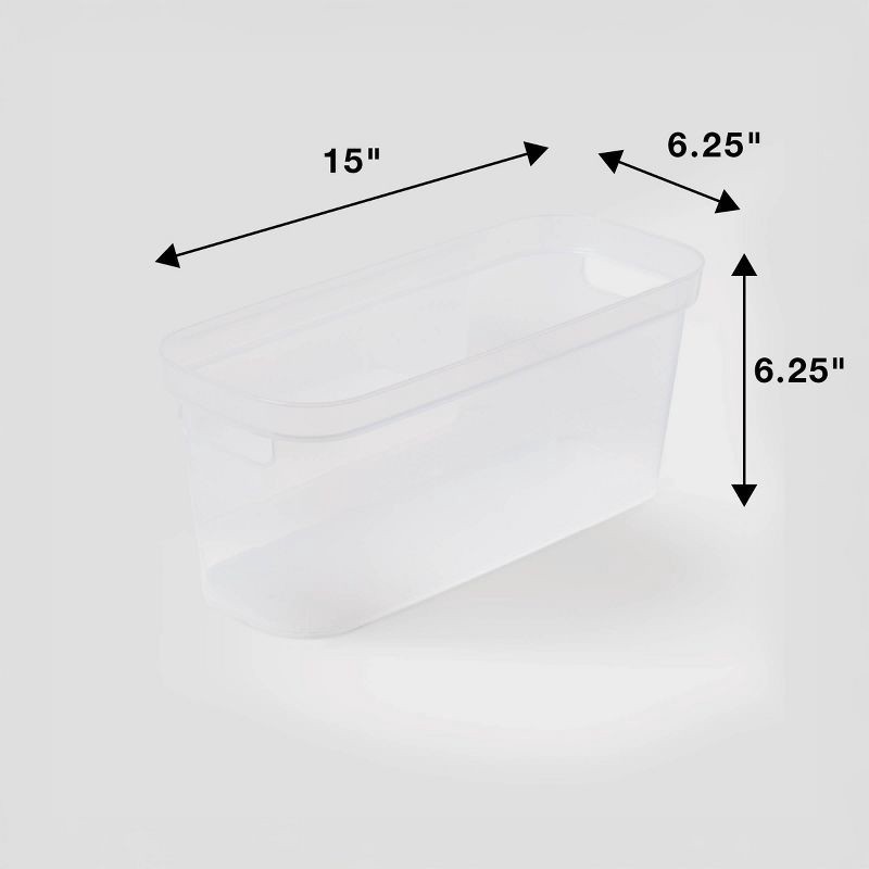 slide 5 of 5, 2pk Slim Open Storage Bins Clear - Brightroom™: Stackable Plastic Utility Tubs, 7.1 Volume, Nesting, Spot Clean, 2 ct