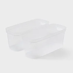2pk Slim Open Storage Bins Clear - Brightroom™: Stackable Plastic Utility, Universal Nesting, 7.1 Volume, Spring Organization
