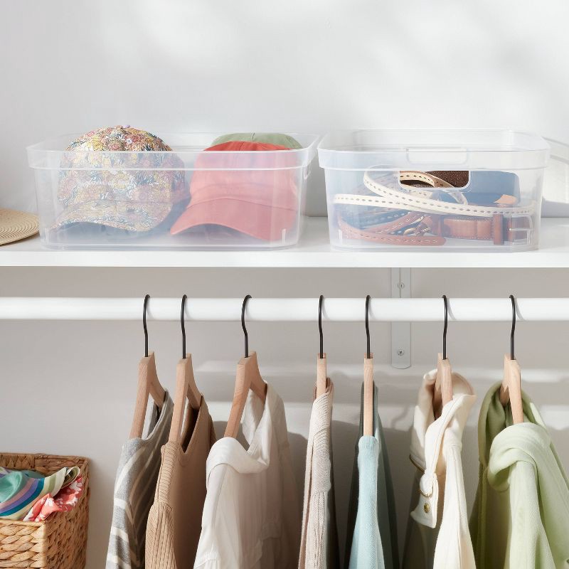 slide 2 of 4, 2pk Medium Open Storage Bins Clear - Brightroom™: Portable Plastic Utility, 13.2 Volume, Universal Organization, 2 ct