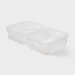 2pk Medium Open Storage Bins Clear - Brightroom™: Portable Plastic Utility, 13.2 Volume, Universal Organization