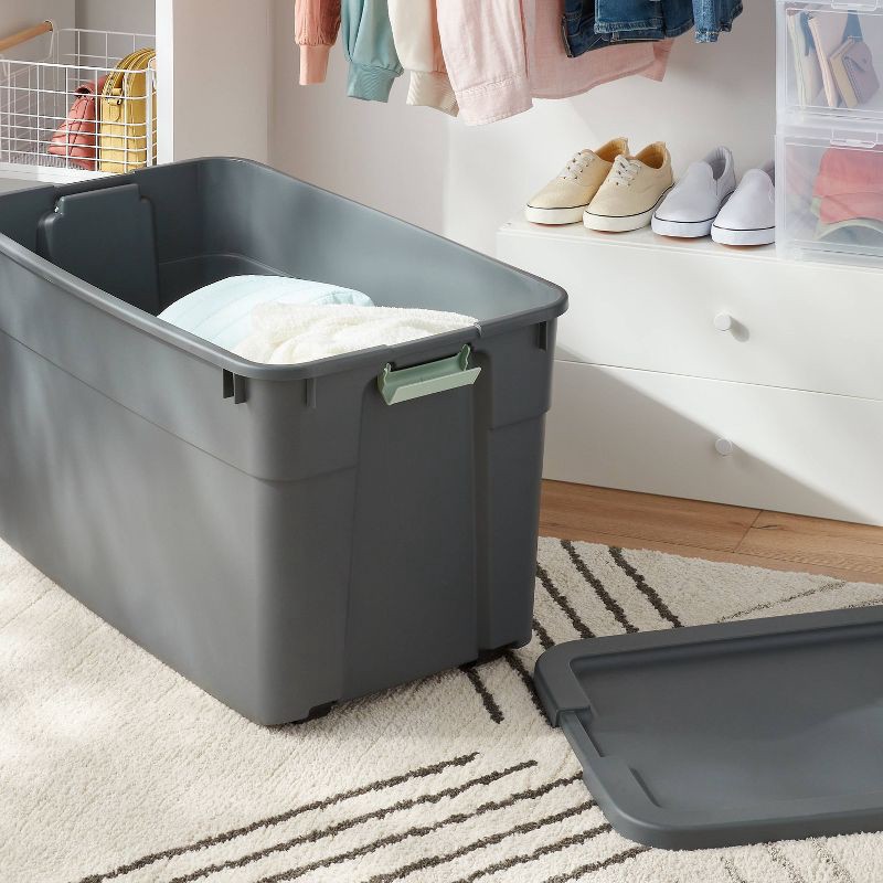 slide 2 of 5, 45gal Latching Storage Tote - Brightroom™: Portable Plastic Container with Lid, Universal Storage, Gray, 45 Gallon Capacity, 45 gal, 45 gal