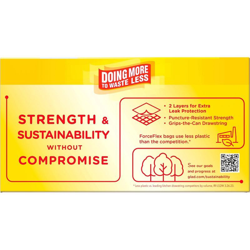 slide 12 of 13, Glad ForceFlex Drawstring Fragrance Free Trash Bags - 13gal/50ct, 13 gal, 50 ct
