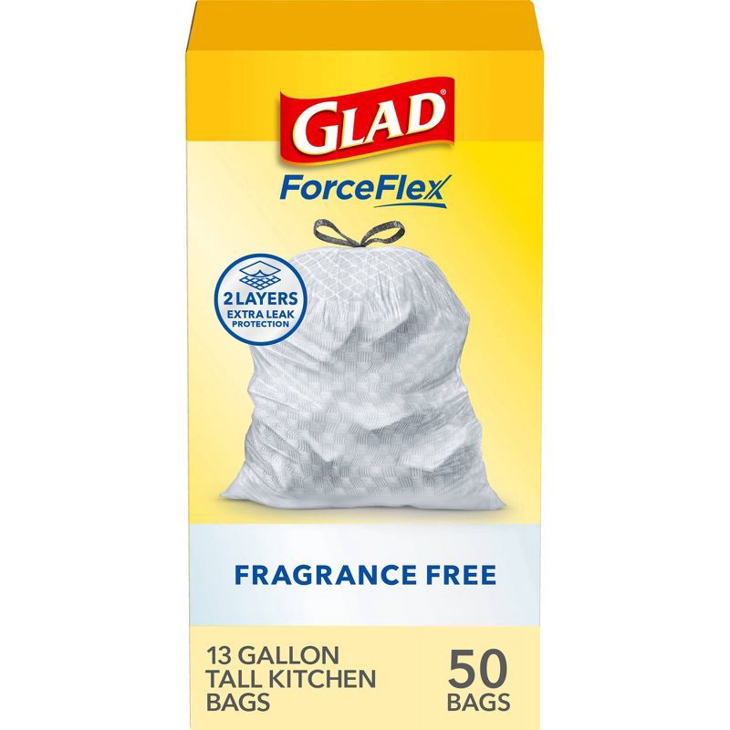 slide 1 of 13, Glad ForceFlex Drawstring Fragrance Free Trash Bags - 13gal/50ct, 13 gal, 50 ct