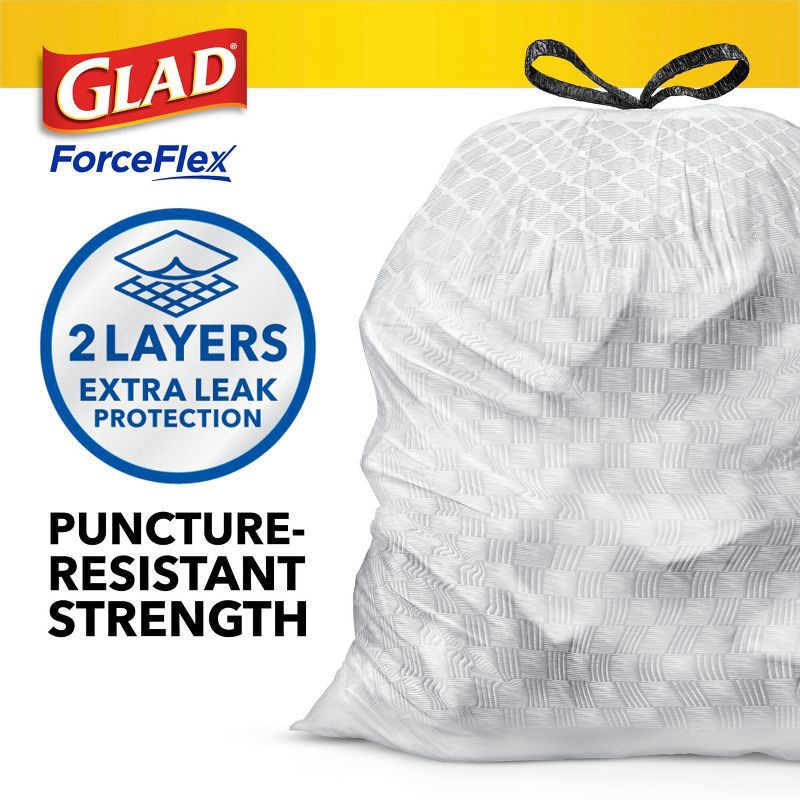 slide 3 of 9, Glad ForceFlex Drawstring Fragrance Free Trash Bags - 13gal/100ct, 13 gal, 100 ct