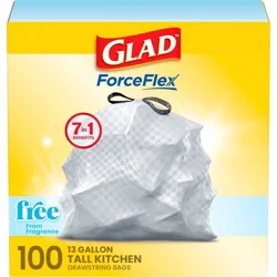 Glad ForceFlex Drawstring Fragrance Free Trash Bags - 13gal/100ct