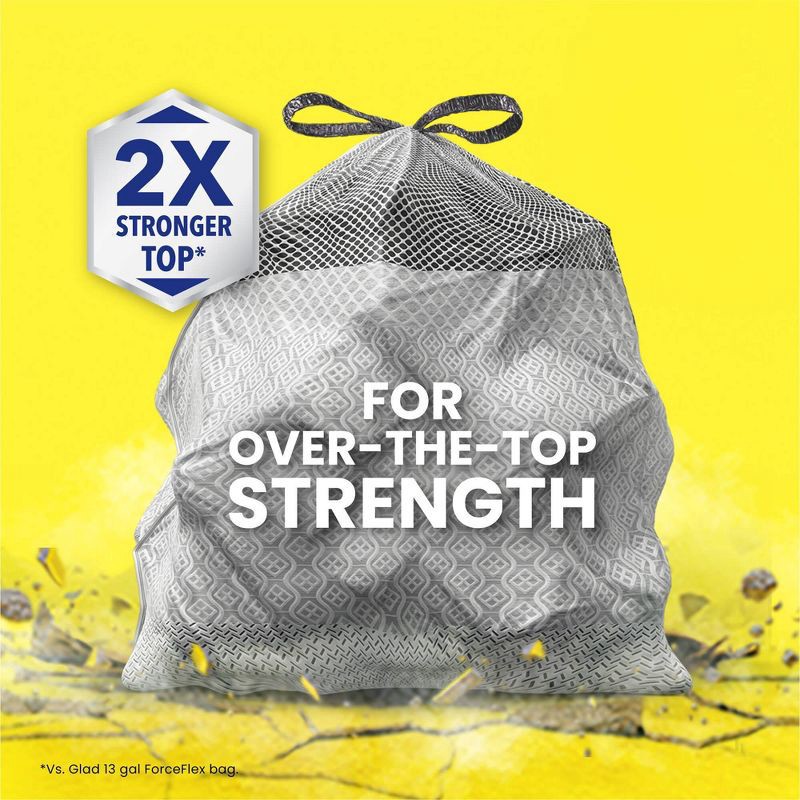slide 3 of 18, Glad ForceFlex MaxStrength Drawstring Odor Shield Trash Bags - 13gal - 45ct, 45 ct; 13 gal