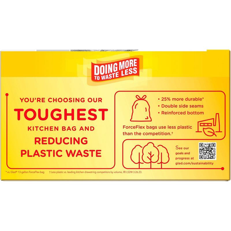 slide 16 of 18, Glad ForceFlex MaxStrength Drawstring Odor Shield Trash Bags - 13gal - 45ct, 45 ct; 13 gal