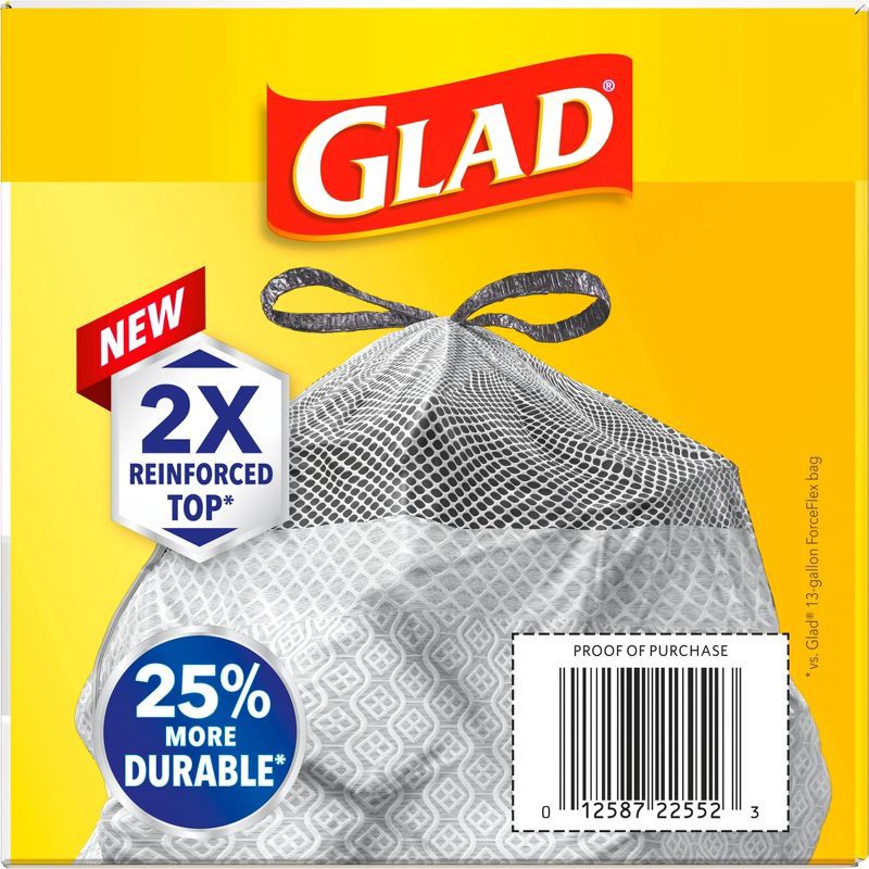 slide 18 of 18, Glad ForceFlex MaxStrength Drawstring Odor Shield Trash Bags - 13gal - 45ct, 45 ct; 13 gal