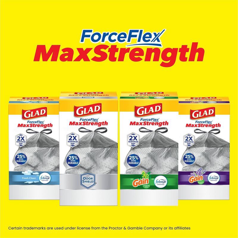 slide 10 of 14, Glad ForceFlex MaxStrength Drawstring Odor Shield Trash Bags - 13gal - 45ct, 45 ct; 13 gal