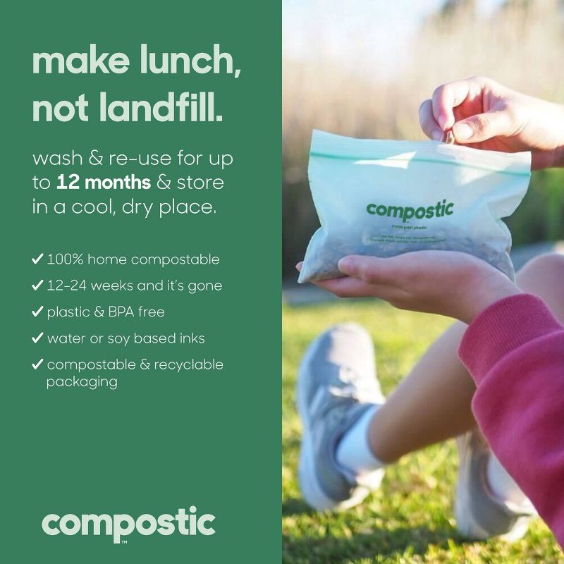 slide 5 of 8, Compostic 100% Compostable Snack Bags - 50ct, 50 ct