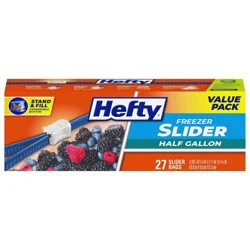 Hefty Half Gallon Freezer Slider Bags - 27ct: BPA-Free LDPE Food Storage, Slide Zip for Snacks, Produce, Meat