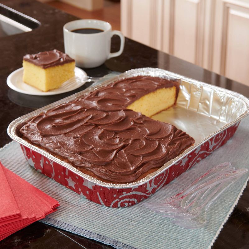 slide 3 of 3, EZ Foil Red Print Cake Pans - 2ct, 2 ct