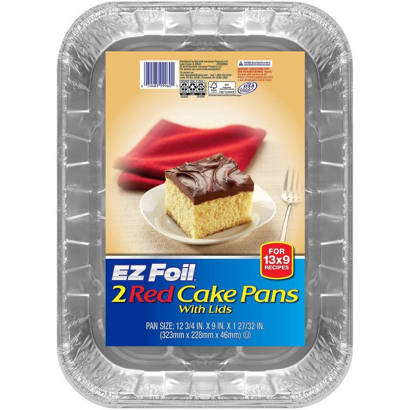 slide 1 of 3, EZ Foil Red Print Cake Pans - 2ct, 2 ct