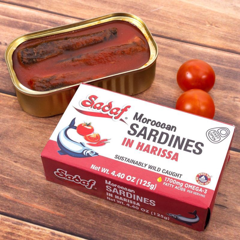 slide 3 of 3, Sadaf Moroccan Sardines with Harissa - 4.4oz, 4.4 oz