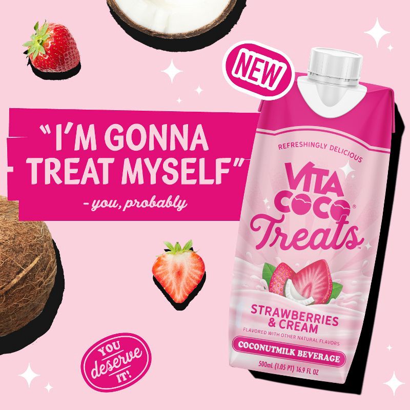 slide 2 of 6, Vita Coco Treats Strawberries & Cream Coconut Milk Drink - 16.9 fl oz Box, 16.9 fl oz