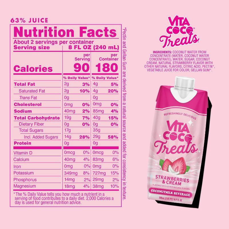 slide 6 of 6, Vita Coco Treats Strawberries & Cream Coconut Milk Drink - 16.9 fl oz Box, 16.9 fl oz