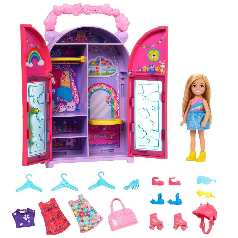 slide 2 of 6, Barbie Chelsea Doll & Closet Toy Playset with Clothes & Accessories Set 17pc, 17 ct