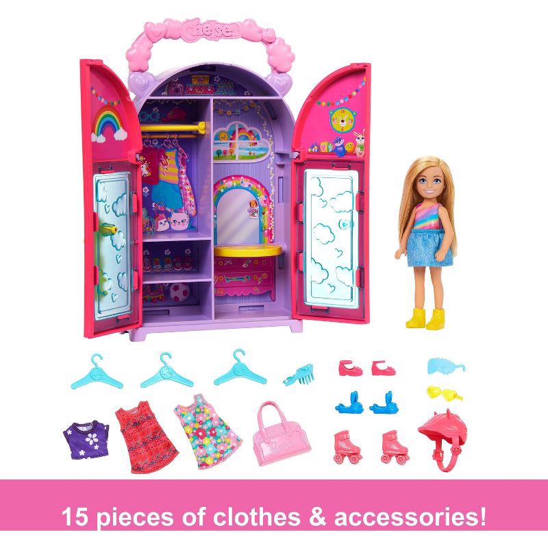 slide 3 of 6, Barbie Chelsea Doll & Closet Toy Playset with Clothes & Accessories Set 17pc, 17 ct