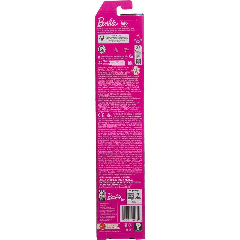 slide 6 of 6, Barbie 12.7" Beach Barbie Doll Brown Hair/Brown Eyes Wearing Tropical Pink and Orange Swimsuit, 1 ct