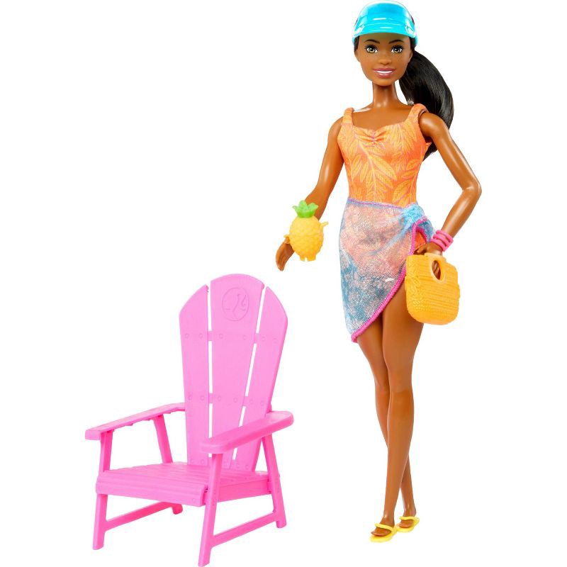 slide 1 of 5, Barbie 12.7" Pink Passport Hawaii Brooklyn Doll Brown Hair/Brown Eyes Playset with Clothes & Travel Accessories, 1 ct