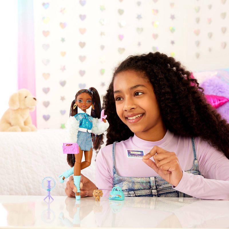 slide 2 of 6, Barbie 12.7" Dream Besties Barbie Brooklyn Fashion Doll Brown Hair/Brown Eyes with Video & Music Themed Accessories, 1 ct
