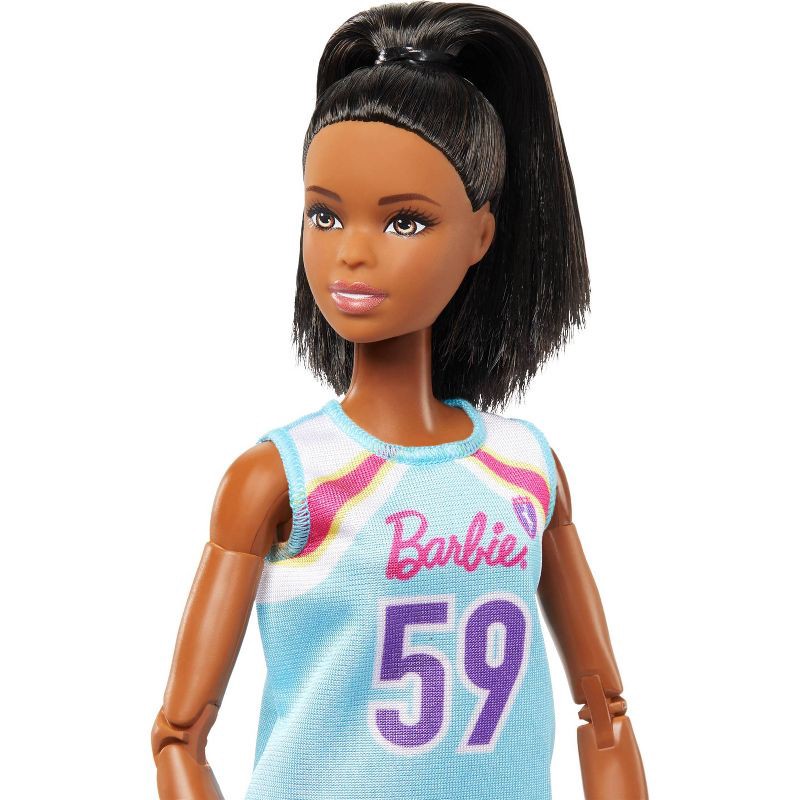 slide 2 of 6, Barbie 11.5" Made to Move Basketball Player Doll Wearing Uniform with Ball & Accessories, 1 ct