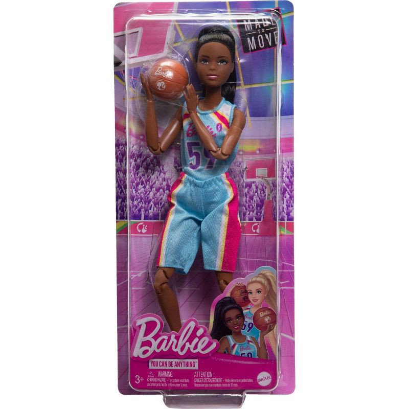 slide 6 of 6, Barbie 11.5" Made to Move Basketball Player Doll Wearing Uniform with Ball & Accessories, 1 ct