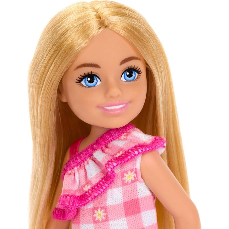 slide 2 of 6, Barbie 6.3" Chelsea Small Doll Blonde Hair/Blue Eyes Wearing Removable Checked Dress, 1 ct