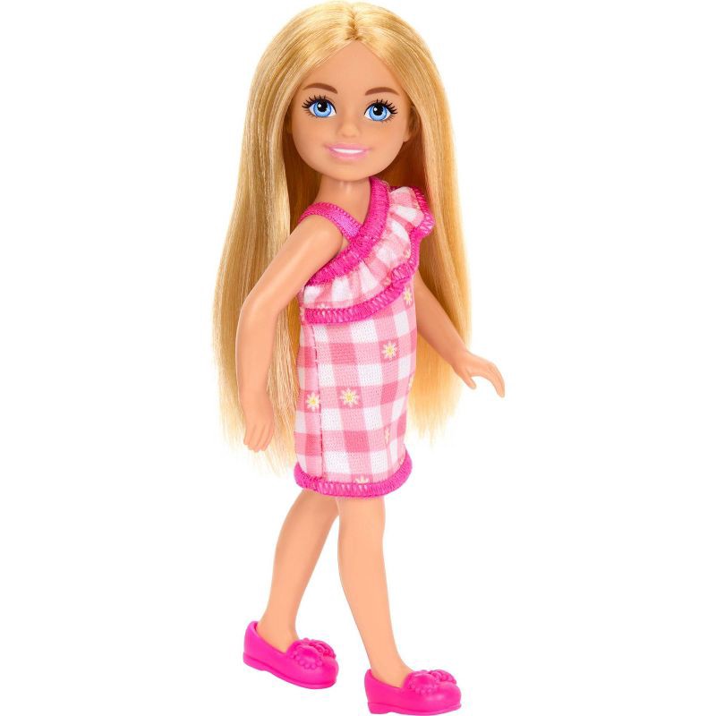 slide 4 of 6, Barbie 6.3" Chelsea Small Doll Blonde Hair/Blue Eyes Wearing Removable Checked Dress, 1 ct