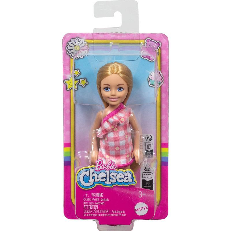 slide 6 of 6, Barbie 6.3" Chelsea Small Doll Blonde Hair/Blue Eyes Wearing Removable Checked Dress, 1 ct