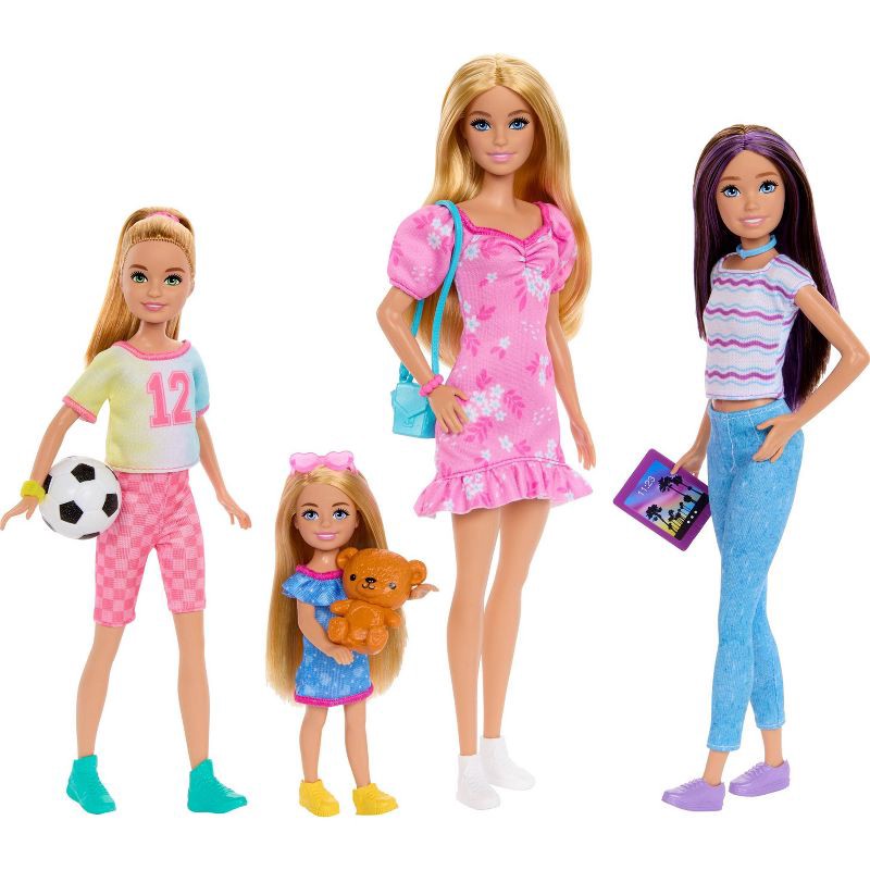 slide 1 of 6, Barbie 11.7" Sister Doll Set with Clothes & Accessories, Includes Barbie, Skipper, Stacie, & Chelsea, 1 ct