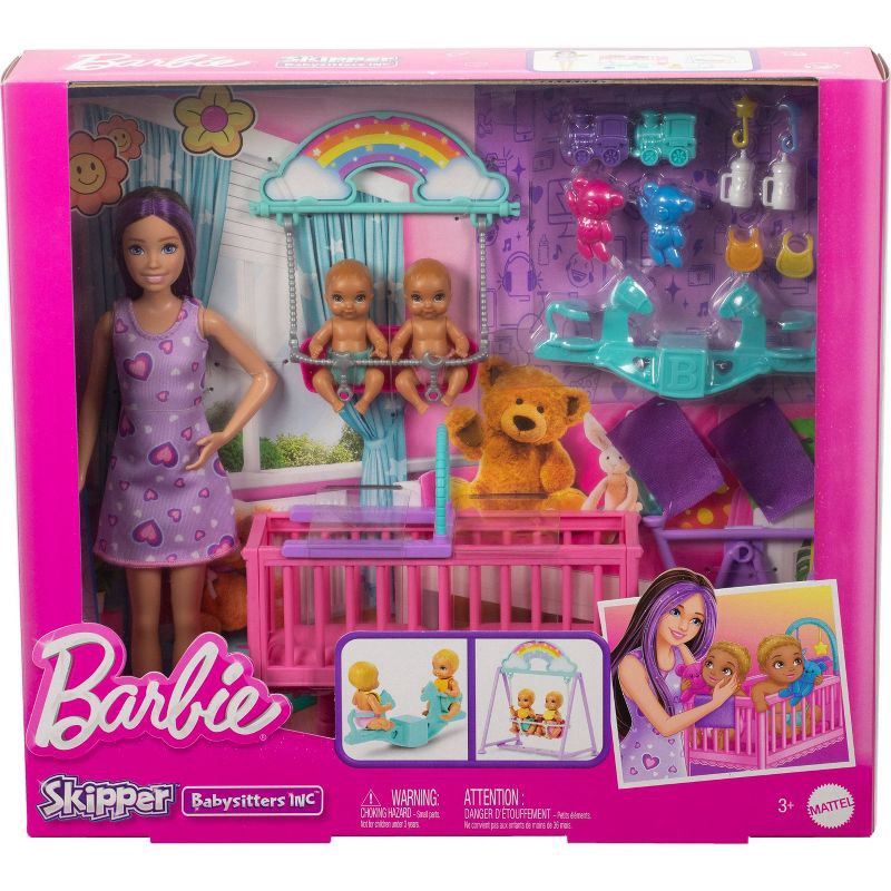slide 6 of 6, Barbie Skipper Babysitter Doll with Twin Nursery Playset & Accessories Set 17pc, 17 ct